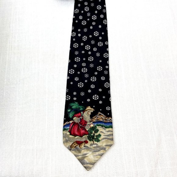 Santa Claus Silk Neck Tie 56” Holiday Traditional Xmas Professional Ferrell Reed - Picture 2 of 8